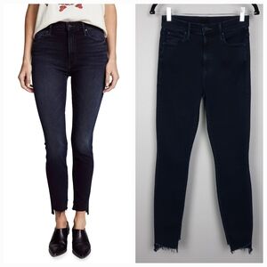 Mother The Stunner Zip Two Step Fray Skinny Jeans in Holding Hands Dark Wash 25